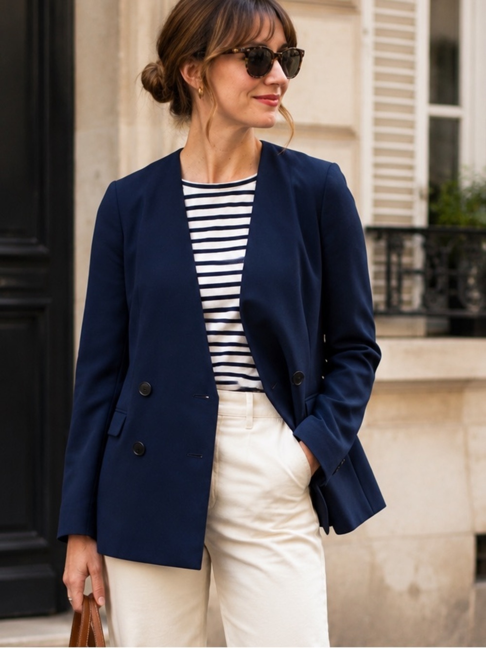 J.Crew French Girl Double Breasted Blazer Navy Blue Size 16